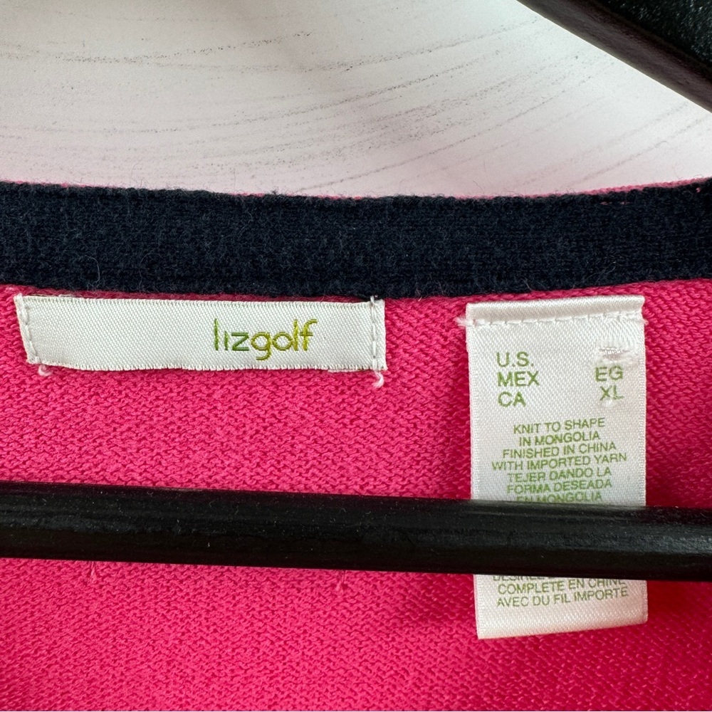 LizGolf Color Block Golf Sweater Pink White Orange – Women’s XL - Picture 4 of 8
